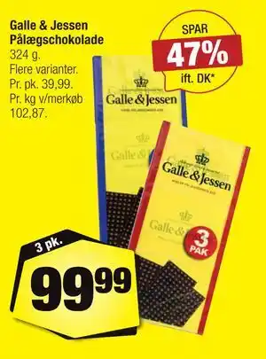 Calle Galle & Jessen Pålægschokolade tilbud