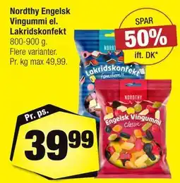 Calle Nordthy Engelsk Vingummi el. Lakridskonfekt tilbud