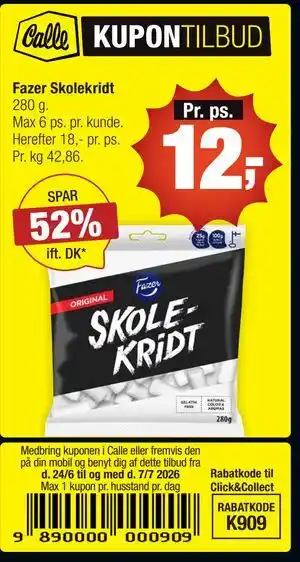 Calle Fazer Skolekridt tilbud