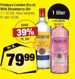 Calle Finsbury London Dry el. Wild Strawberry Gin tilbud