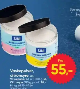 Vaskepulver, citronsyre Sini