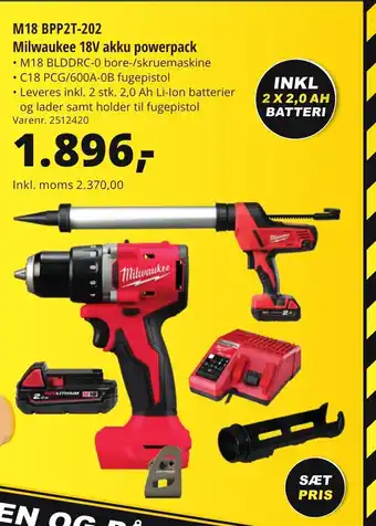 M18 BPP2T-202 Milwaukee 18V akku powerpack