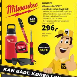 10-4 Byggecenter Milwaukee PACKOUT™M termoflaske m/værktøj 8 dele tilbud