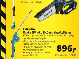10-4 Byggecenter Dun461wz makita 18v akku solo stanghækkeklipper tilbud
