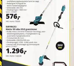 10-4 Byggecenter DUR190LZX3 Makita 18V akku SOLO græstrimmer tilbud