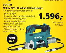10-4 Byggecenter DGP180Z Makita 18V LXT akku SOLO fedtsprøjte tilbud