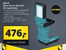 10-4 Byggecenter DML819 Makita 18V LXT akku SOLO LED-magnetlampe tilbud