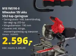 10-4 Byggecenter M18 FMS190-0 Milwaukee 18V akku SOLO kap-/geringssav tilbud