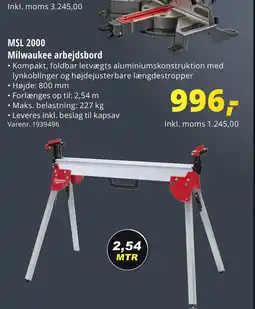 10-4 Byggecenter MSL 2000 Milwaukee arbejdsbord tilbud