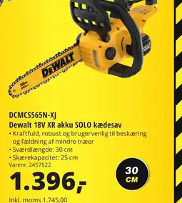 10-4 Byggecenter DCMCS565N-XJ Dewalt 18V XR akku SOLO kædesav tilbud