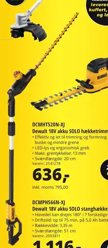10-4 Byggecenter DCMPH566N-XJ Dewalt 18V akku SOLO stanghækkeklipper tilbud