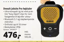 10-4 Byggecenter Dewalt Jobsite Pro højttaler tilbud