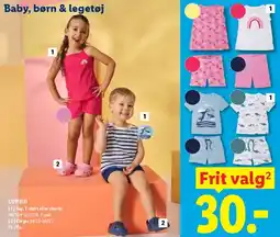 Lidl LUPILU (top, T-shirt, shorts og clogs) tilbud