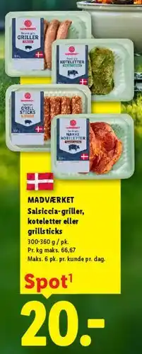 Lidl MADVÆRKET - salsiccia, koteletter eller grillsticks tilbud