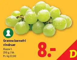 Lidl Grønne kernefri vindruer tilbud