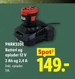 Lidl PARKSIDE Batteri og oplader 12 V 2 Ah og 2,4 A tilbud