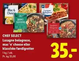 Lidl CHEF SELECT Lasagne bolognese, mac 'n' cheese eller klassiske færdigretter tilbud