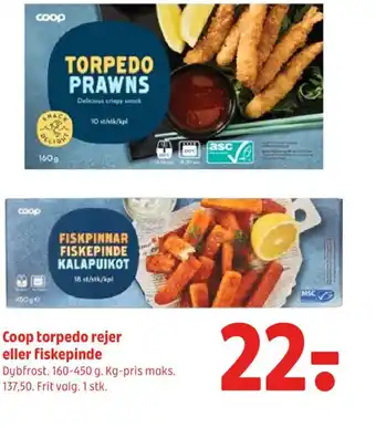 Coop 365 Coop torpedo rejer eller fiskepinde tilbud