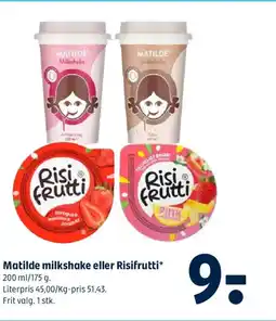 Coop 365 Matilde milkshake eller Risifrutti tilbud