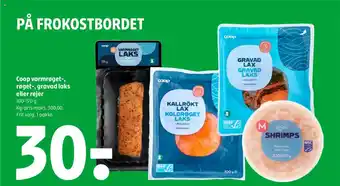 Coop 365 Coop varmrøget-, røget-, gravad laks eller rejer tilbud