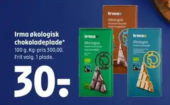 Coop 365 Irma økologisk chokoladeplade tilbud