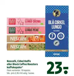 Coop 365 Nescafé, Cirkel Kaffe eller Black Coffee Roasters kaffekapsler tilbud
