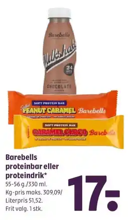 Coop 365 Barebells proteinbar eller proteindrik tilbud