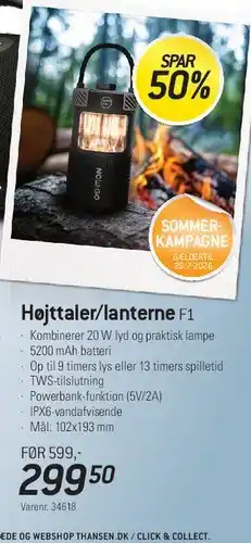 Thansen Højttaler/lanterne F1 tilbud
