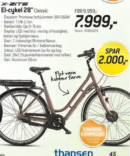 Thansen X-ZITE El-cykel 28 Classic tilbud