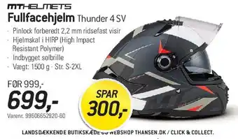 Thansen Fullfacehjelm Thunder 4 SV tilbud