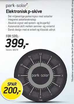 Thansen Elektronisk p-skive (park-solar) tilbud