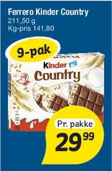 Fakta Tyskland Ferrero Kinder Country (9-pak) tilbud