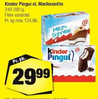 Calle Kinder Pingui / Mælkesnitte tilbud