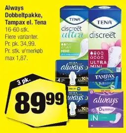 Calle Always / Tampax / Tena tilbud