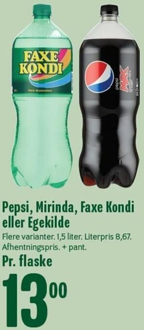 Min Købmand Pepsi, Mirinda, Faxe Kondi Eller Egekilde tilbud