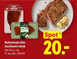 Lidl Kalvesteak eller marineret steak tilbud
