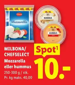 Lidl Milbona/Chefselect Mozzarella eller hummus tilbud