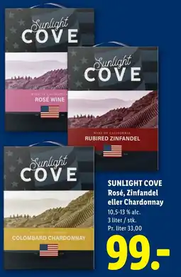 Lidl Sunlight cove Rosé, Zinfandel eller Chardonnay tilbud