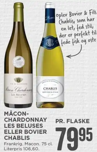 MENY Macon Chardonnay Les Beluses Eller Bovier Chablis tilbud