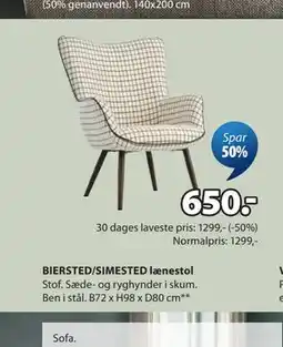 JYSK BIERSTED/SIMESTED lænestol tilbud