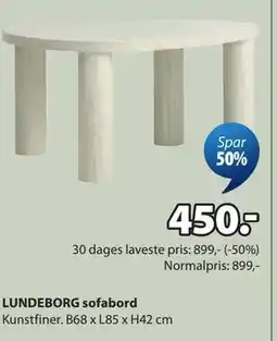 JYSK LUNDEBORG sofabord tilbud