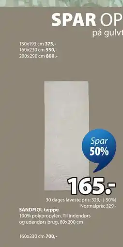 JYSK SANDFIOL tæppe tilbud