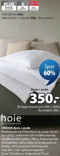 JYSK UNIQUE dyne + pude tilbud