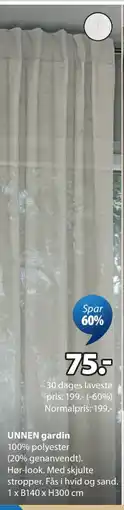 JYSK UNNEN gardin tilbud