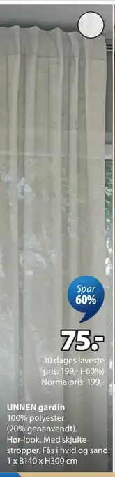 JYSK UNNEN gardin tilbud