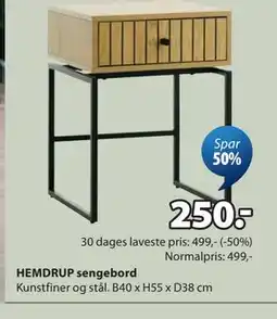 JYSK HEMDRUP sengebord tilbud