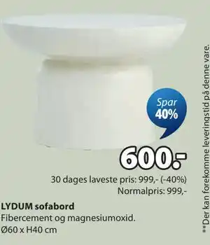 JYSK LYDUM sofabord tilbud