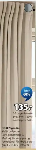 JYSK ROXEN gardin tilbud