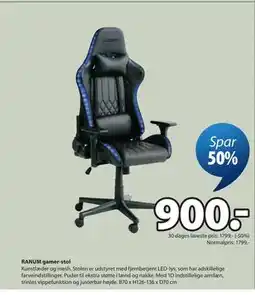 JYSK RANUM gamer-stol tilbud