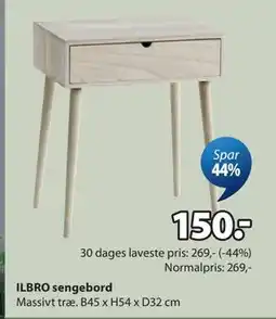 JYSK ILBRO sengebord tilbud